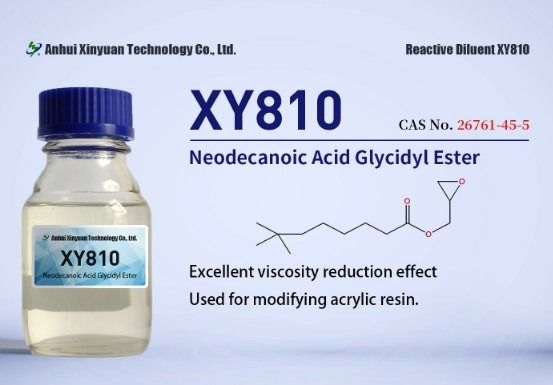 Acido neodecanoico Glicidil Ester XY810, CAS 26761-45-5, offset Cardura E10P, carbonato terziario di glicidil, n. CE 247-979-2, Formula molecolare C13H24O3, 2,3-epossipropil neodecanoato