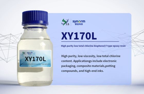 XY170L Resina epossidica ad alta purezza a basso cloro CAS 28064-14-4 Formula molecolare (C6H6O.C3H5ClO.CH2O) x, polibisfenolo F-co-epicloroidrina glicidil con tappo termico